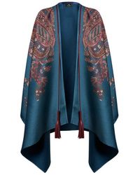 Etro - Cape En Laine Mélangée À Motif Paisley Fleuri, Femme - Lyst