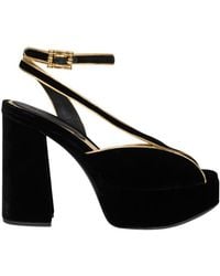 Etro - Velvet Platform Sandals With Metallic Trim - Lyst