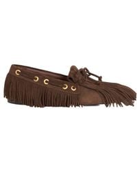Etro - Suede Boat Loafers With Fringing - Lyst