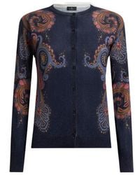 Etro - Silk And Cashmere Cardigan With Placed Paisley Print - Lyst