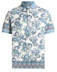 Etro - Cotton Polo Shirt With Placed Print - Lyst