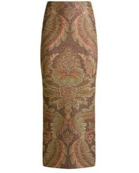 Etro - Jersey Midi Skirt With Floral Motif - Lyst
