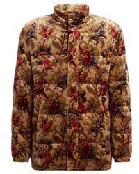 Etro - Cotton Velvet Down Jacket With Floral Print - Lyst