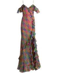 Etro - Robe Longue En Soie À Volants Et Motif Paisley Géométrique, Femme, Taille - Lyst