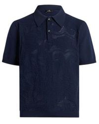 Etro - Textured Knit Polo Shirt - Lyst