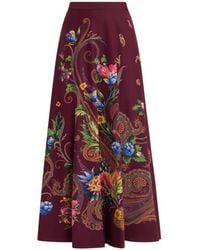 Etro - Silk Maxi Skirt With Placed Floral Paisley Print - Lyst
