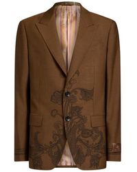 Etro - Single-Breasted Jacket With Placed Motif - Lyst