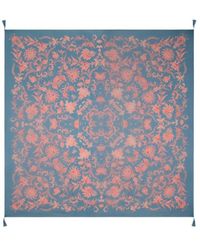 Etro - Silk Shawl With Floral Motif And Tassels - Lyst