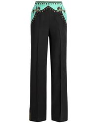 Etro - Straight-Leg Silk Trousers With Placed Jewellery Print - Lyst