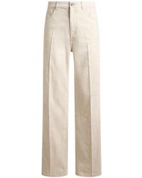 Etro - Straight-Leg Denim Jeans With Pressed Creases And Leafy Motif - Lyst