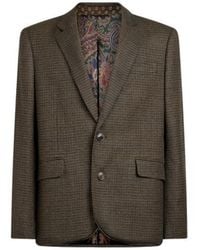 Etro - Single-Breasted Wool Jacket With Micro Houndstooth Motif - Lyst