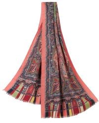 Etro - Printed Wool And Silk Scarf - Lyst