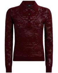 Etro - Long-Sleeved Wool Jacquard Polo Shirt With Placed Motif - Lyst