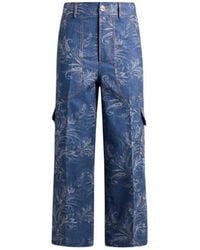 Etro - Cropped Cotton And Linen Jacquard Denim Jeans With Leafy Paisley Motif - Lyst