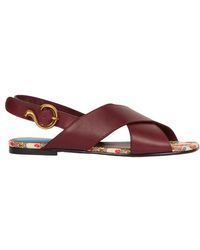Etro - Low Leather Sandals With Crossover Detail - Lyst