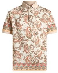 Etro - Cotton Polo Shirt With Placed Print - Lyst