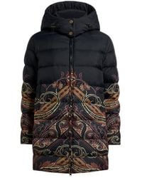 Etro - Down Jacket With Placed Paisley And Geometric Print - Lyst