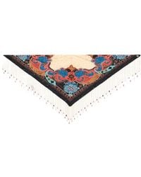 Etro - Silk Scarf With Placed Print And Bead-Adorned Fringing - Lyst