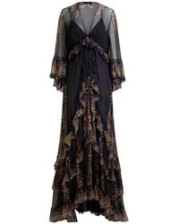 Etro - Robe Longue En Soie À Imprimé Paisley Feuillage Placé, Femme, Taille - Lyst
