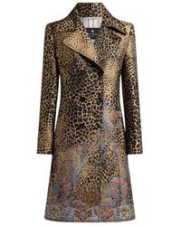 Etro - Double-Breasted Jacquard Coat With Paisley And Animal Motif - Lyst