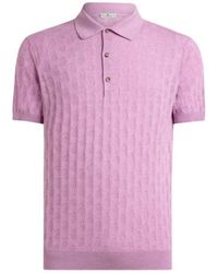 Etro - Knit Cotton Polo Shirt With Micro Paisley Motif - Lyst