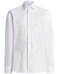 Etro - Cotton Shirt With Floral Paisley Embroidery - Lyst