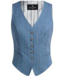 Etro - Single-Breasted Striped Waistcoat With Pegaso Buttons - Lyst