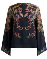 Etro - Silk Blouse With Placed Floral Paisley Print - Lyst