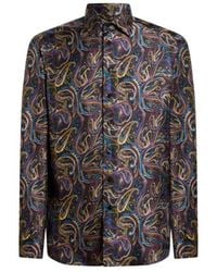 Etro - Silk Shirt With Metallic Paisley Motif - Lyst
