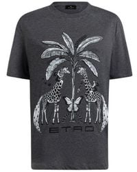 Etro - Cotton Jersey T-Shirt With Placed Giraffe Print - Lyst