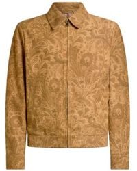 Etro - Suede Jacket With Floral Paisley Motif And Zip - Lyst