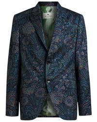 Etro - Single-Breasted Wool Jacket With Floral Motif - Lyst