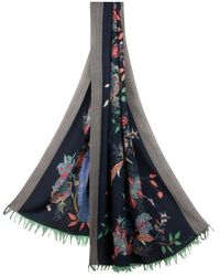 Etro - Wool Scarf With Peacocks - Lyst