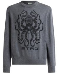 Etro - Wool Jumper With Octopus And Logo - Lyst