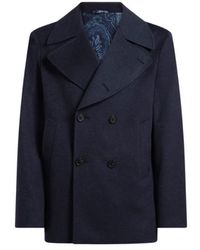 Etro - Cashmere Cloth Pea Coat - Lyst