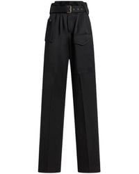 Etro - Straight-Leg Wool Trousers With Pockets And Belt - Lyst