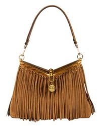 Etro - Medium Suede Vela Bag With Fringing - Lyst