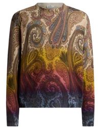 Etro - Wool Sweater With Degradé Paisley Motif - Lyst