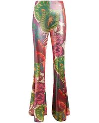 Etro - Flared Trousers With Multicoloured Floral Print - Lyst
