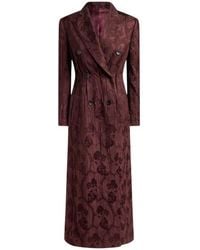 Etro - Double-Breasted Coat With Floral Embroidery - Lyst