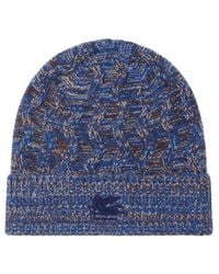Etro - Cashmere Beanie With Cable Detail And Pegaso Embroidery - Lyst