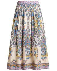 Etro - Jupe Midi En Popeline Imprimée, Femme, Taille - Lyst