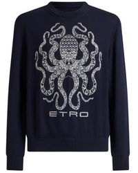 Etro - Pullover Aus Wolle Mit Tintenfisch Und Logo, Herren, Größe - Lyst