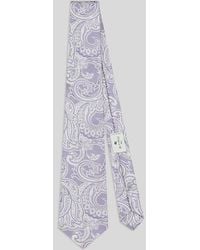 Etro - Striped Silk Jacquard Tie With Paisley Foliage Motif - Lyst
