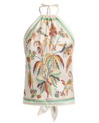 Etro - Silk Top With Halterneck And Paisley Foliage Motif - Lyst
