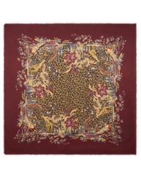 Etro - Modal And Cashmere Jacquard Shawl With Leopard Motif - Lyst