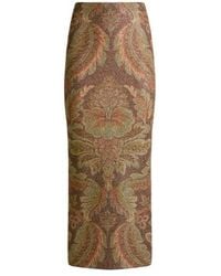 Etro - Jersey Midi Skirt With Floral Motif - Lyst