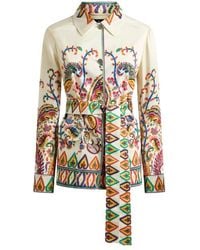 Etro - Silk Field Jacket With Placed Floral Paisley Print - Lyst