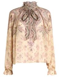 Etro - Silk Blouse With Scarf And Placed Print - Lyst