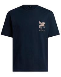 Etro - Cotton Jersey T-Shirt With Pegaso Embroidery - Lyst